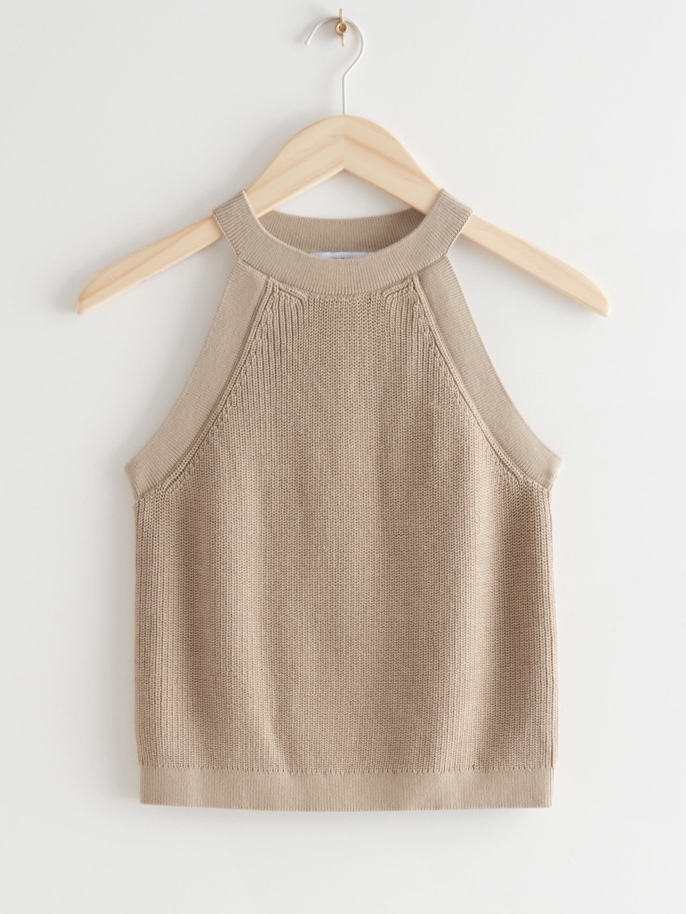 & Other Stories Camel Ribbed Halter Tank